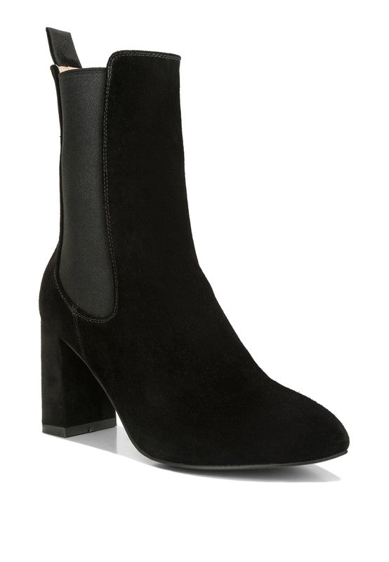 BLACK Gaven Suede High Ankle Chelsea Boots | Boots Daverri Fashions