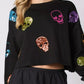 Sequin Skull Long Sleeve Sweatshirt - DAVERRI FASHIONS
