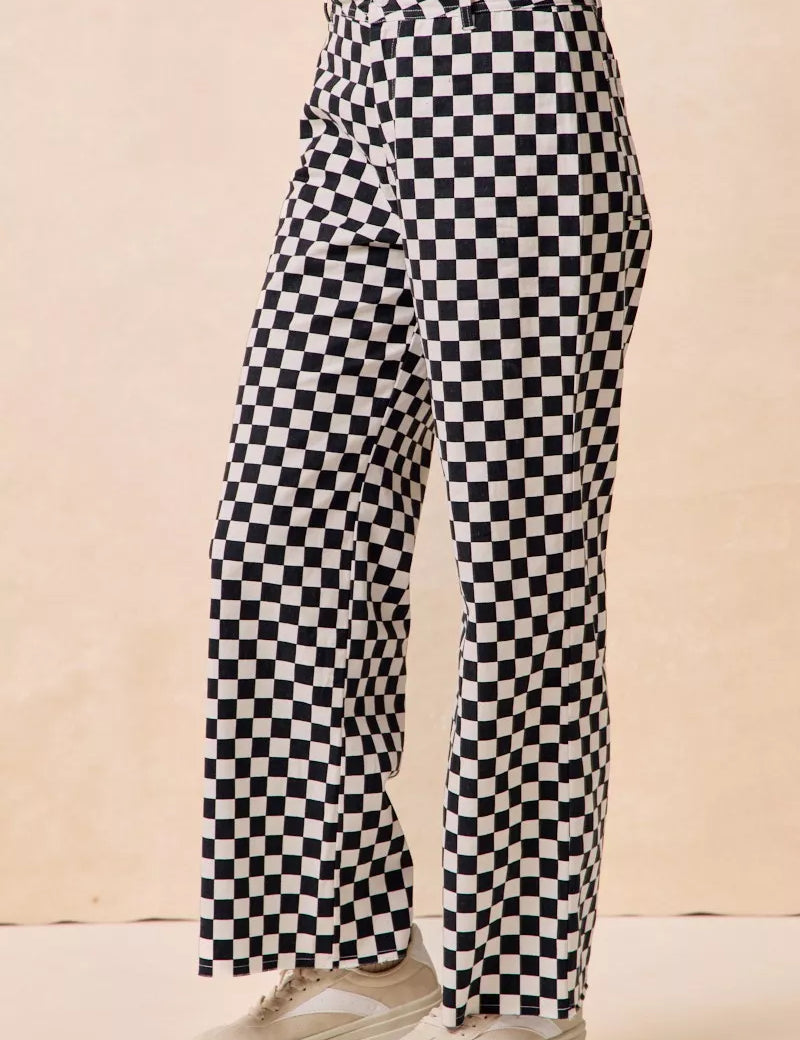 BiBi Gameday Theme Checkered Printed Pants | Daverri Fashions
