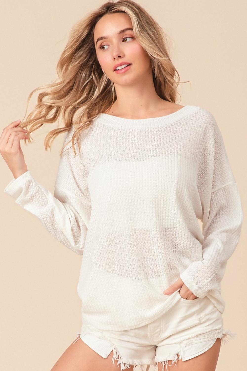 BiBi Waffled Backless Drawstring T-Shirt Tops