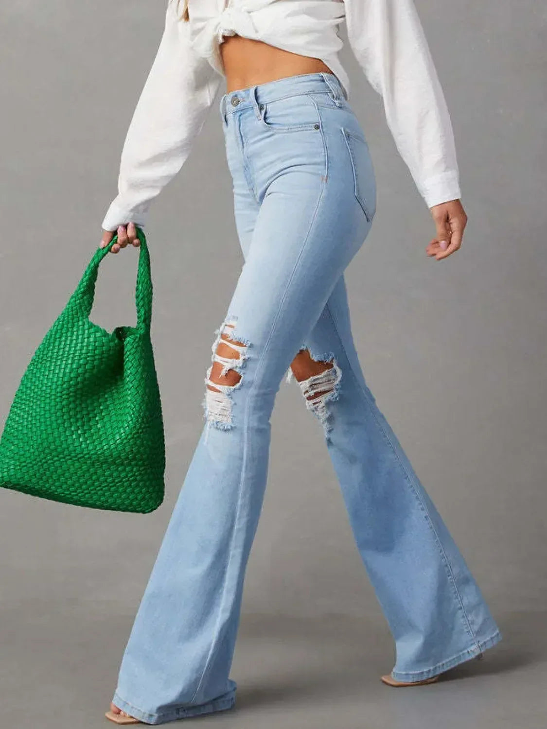 Distressed Jeans with Pockets - DAVERRI FASHIONS