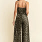 Davi & Dani Leopard Spaghetti Straps Wide Leg Jumpsuit Jumpsuits