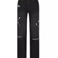 Distressed loose fit jeans in black with ripped knees and high-rise waist