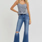 RISEN Full Size Distressed High Rise Crop Flare Jeans - DAVERRI FASHIONS