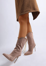 Ashipa Diamante Chain Detail Calf Boots | Boots Daverri Fashions