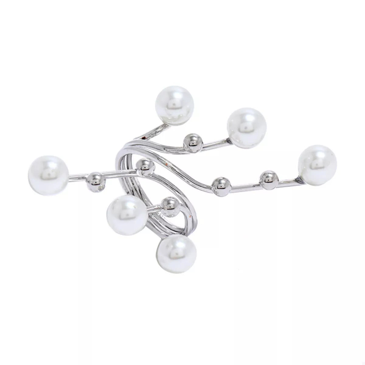 Alloy Pearl Bypass Ring | Rings Daverri Fashions