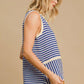 Umgee Round Neck Texture Striped Tank Tank Tops