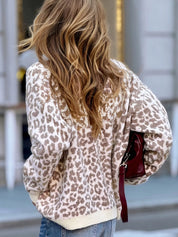 Leopard Drop Shoulder Chunky Knitted Cardigan | Cardigans Daverri Fashions