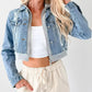 Distressed Zip Up Cropped Hooded Denim Jacket - DAVERRI FASHIONS