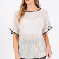 GeeGee Contrast Trim Short Sleeve Knit Cover Up - DAVERRI FASHIONS