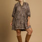 Umgee Full Size Leopard Print Mini Dress with Contrast Trim Plus Size Mini Dresses
