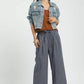 Umgee navy and white striped drawstring wide-leg pants