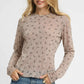 Umgee Bow Print Lightweight Knit Top Taupe