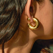 18K Gold-Plated C-Hoop Earrings | Earrings Daverri Fashions