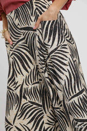 Umgee Palm Leaf Print Wide Leg Culotte Pants | Pants Daverri Fashions