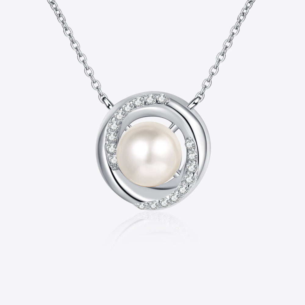Silver One Size Moissanite Pearl Rhodium-Plated Necklace | Necklaces Daverri Fashions