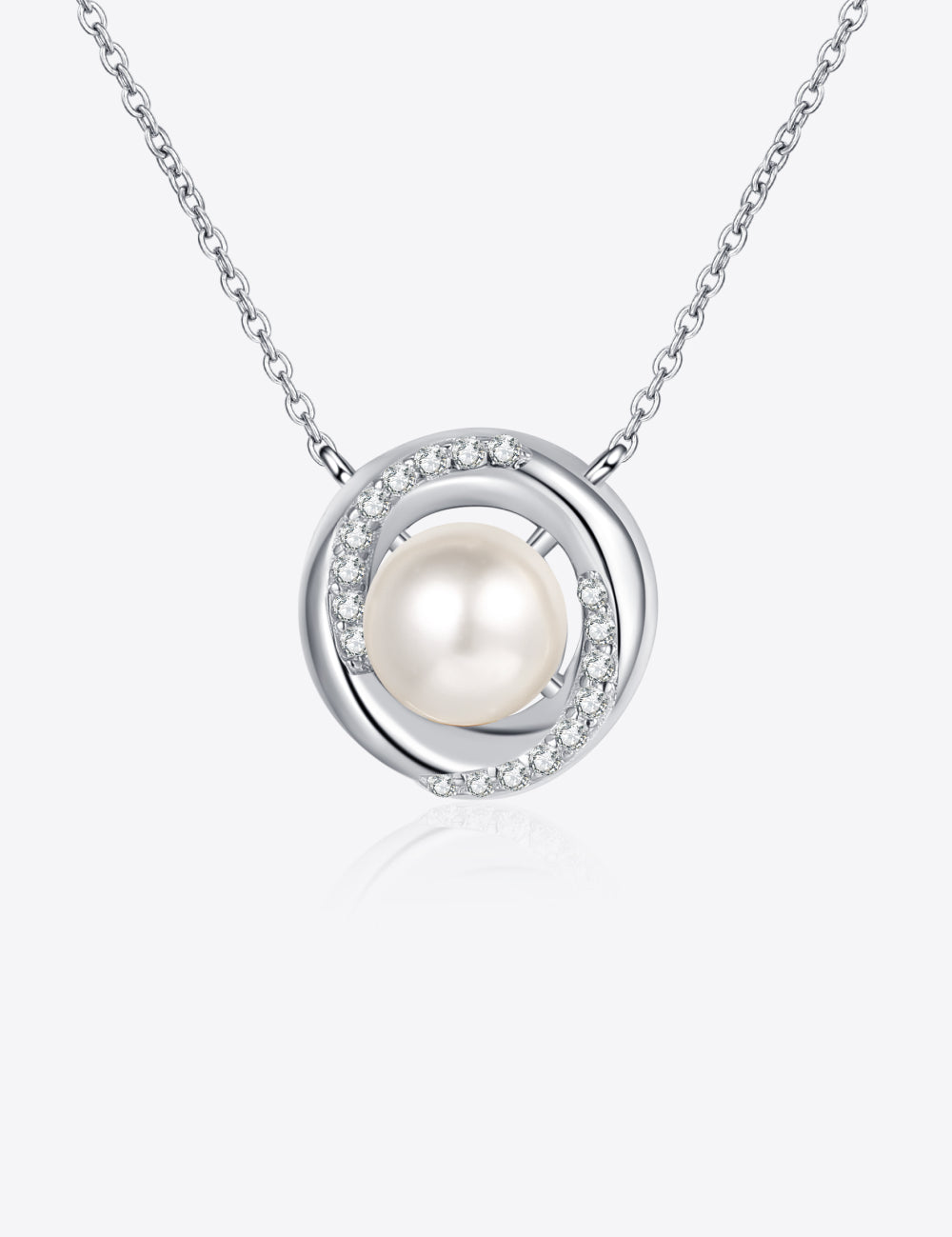 Silver One Size Moissanite Pearl Rhodium-Plated Necklace | Necklaces Daverri Fashions