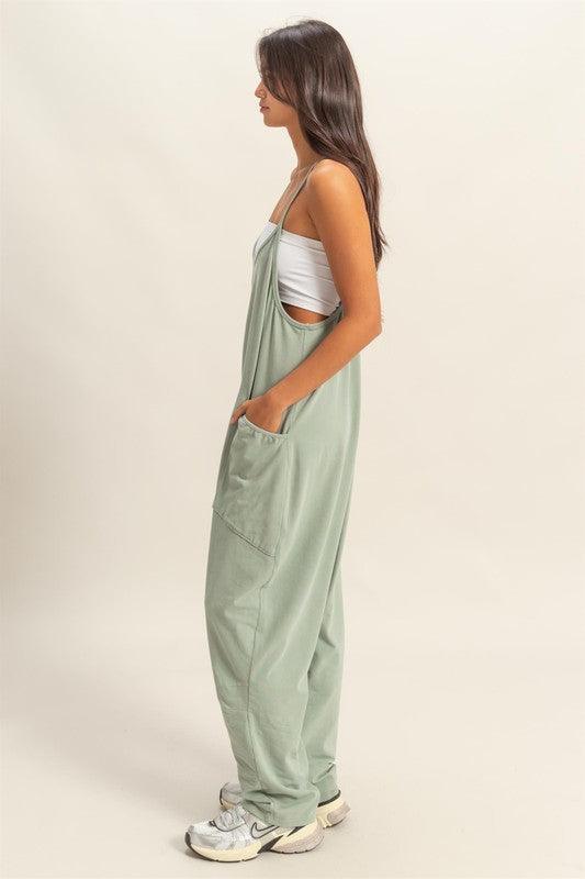 HYFVE Relaxed Fit Mineral Washed Overalls with Pockets