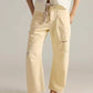 Daverri Washed Relaxed Fit Barrel Jeans in cream-colored distressed denim