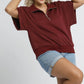 Umgee Full Size Half-Zip Short Sleeve Top Plus Size Tops