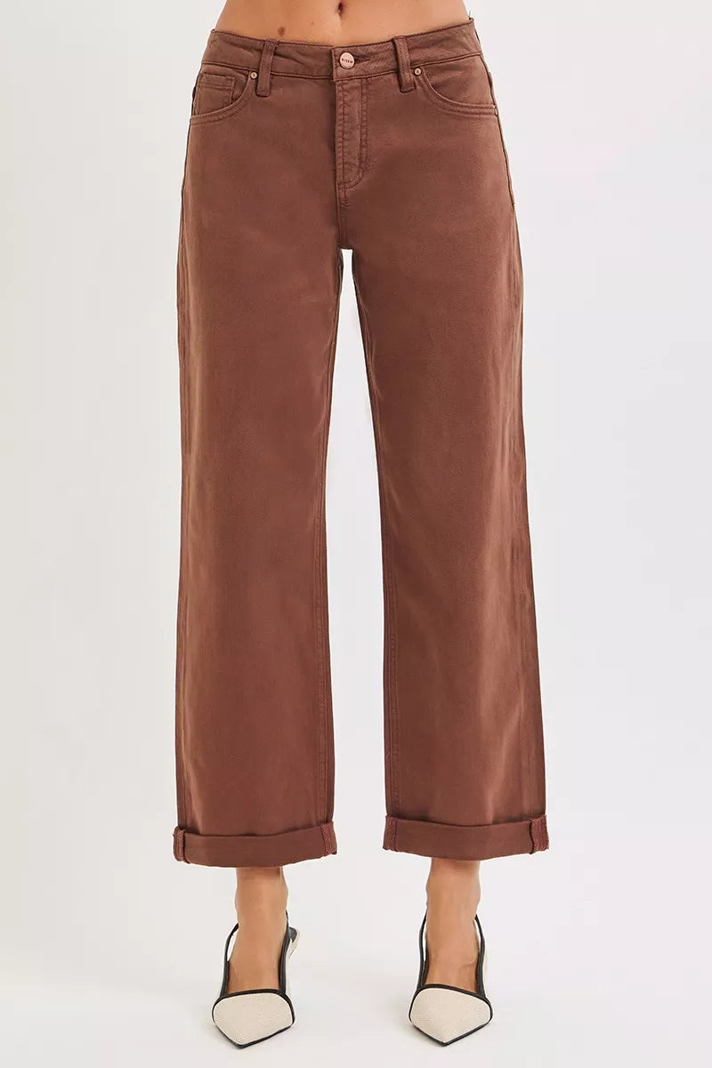 RISEN Full Size Tummy Control Mid Rise Ankle Barrel Baggy Jeans Plus Size | Pants Daverri Fashions