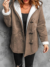 Full Size Cozy Sherpa Lined Toggle Coat with Hood Plus Size | Coats Daverri Fashions
