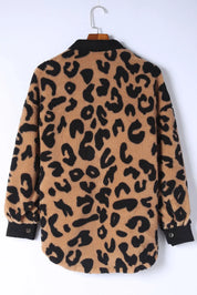 Leopard Button Up Long Sleeve Jacket | Jackets Daverri Fashions