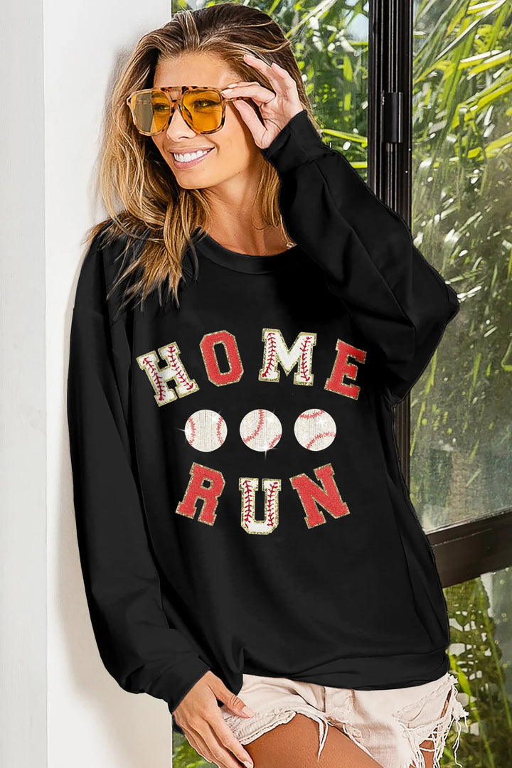 BiBi Baseballs Homerun Patches French Terry Sweatshirt BLACK RED Sweatshirts