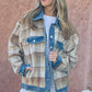 And The Why Full Size Washed Denim Detail Brushed Plaid Jacket - DAVERRI FASHIONS