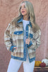 And The Why Full Size Washed Denim Detail Brushed Plaid Jacket - DAVERRI FASHIONS