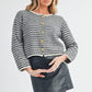 Aemi + Co Striped Button Down Round Neck Cardigan - DAVERRI FASHIONS