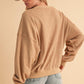 Aemi + Co Raw Hem Contrast Striped Dolman Sleeve Sweatshirt Sweatshirts
