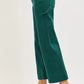 Back view of RISEN emerald green wide-leg denim pants with rolled cuff and cargo pocket