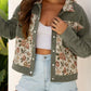 Floral Snap Down Corduroy Jacket - DAVERRI FASHIONS