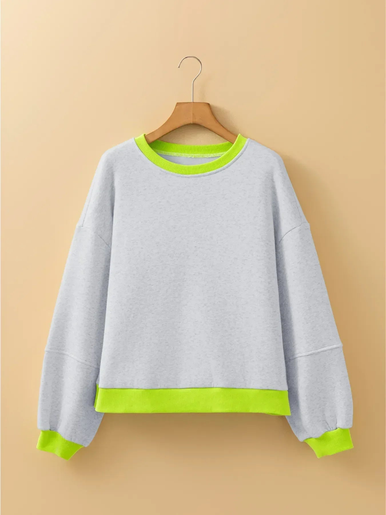 Contrast Trim Oversized Sweatshirt - DAVERRI FASHIONS