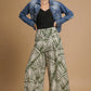 Umgee Palm Leaf Print Wide Leg Culotte Pants Pants