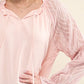 And The Why Leaves Shape Textured Sleeve Blouse Blouses