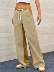 Mustard Striped Wide Leg Jeans | Pants Daverri Fashions