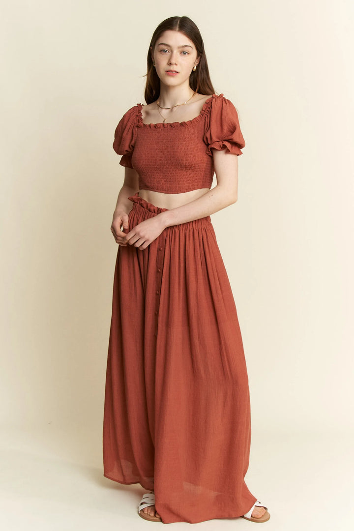 Jade By Jane 2 Piece Crop Top and Skirt Set Skirt Sets