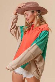 BiBi Colorblock Exposed Seam French Terry Sweatshirt | Daverri Fashions