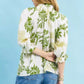 Umgee Leafy Damask Print Blouse with Contrast Scalloped Trim Detail - DAVERRI FASHIONS