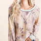BiBi tie-dye terry pullover sweatshirt in beige and gray with white contrast
