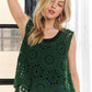 ADORA Dark Green Crochet Wide Strap Tank Dark Green One Size Tank Tops