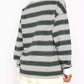 Striped Button Detail Long Sleeve Polo - DAVERRI FASHIONS
