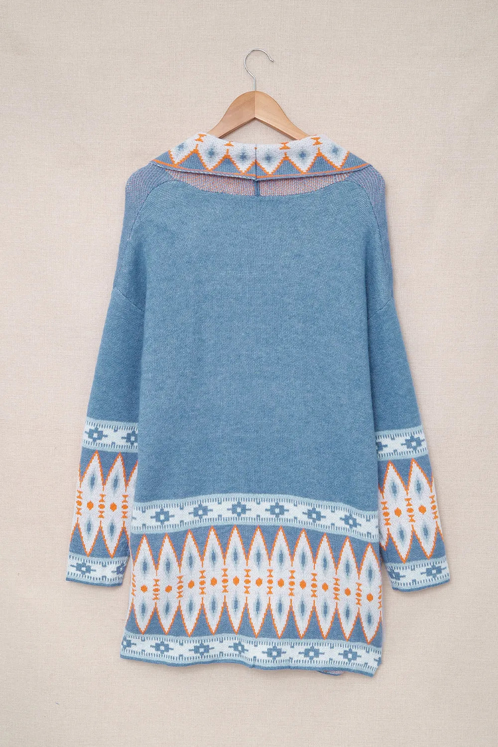 Geometric Open Front Long Sleeve Cardigan | Cardigans Daverri Fashions