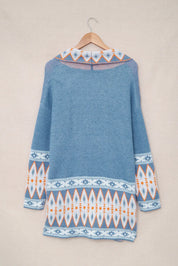 Geometric Open Front Long Sleeve Cardigan | Cardigans Daverri Fashions