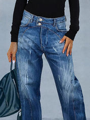 Wide Leg Jeans with Pockets | Jeans Daverri Fashions