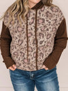 Plus Size Leopard Long Sleeve Drawstring Hoodie - DAVERRI FASHIONS