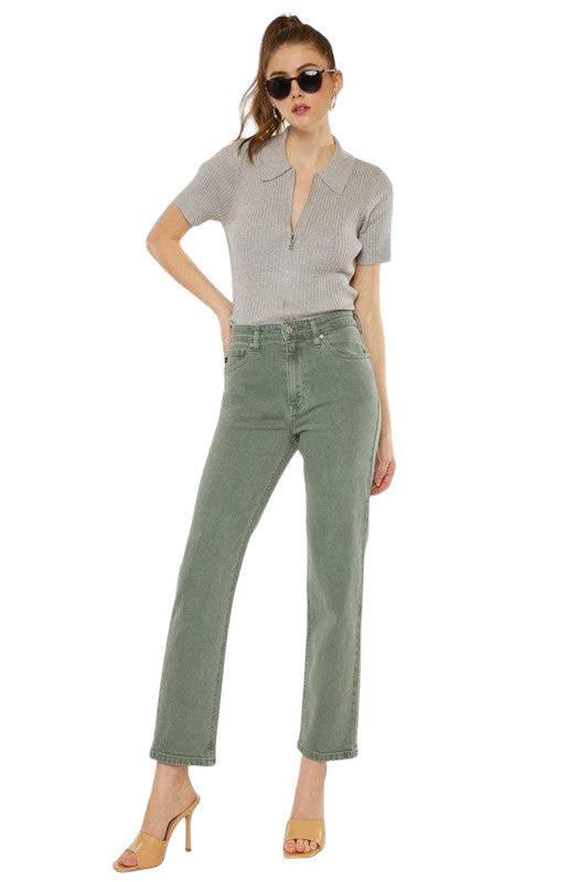Kancan Olive Ultra High Rise Straight Jeans Jeans
