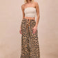 BiBi Leopard Print With Contrast Banded Wide Pants Pants